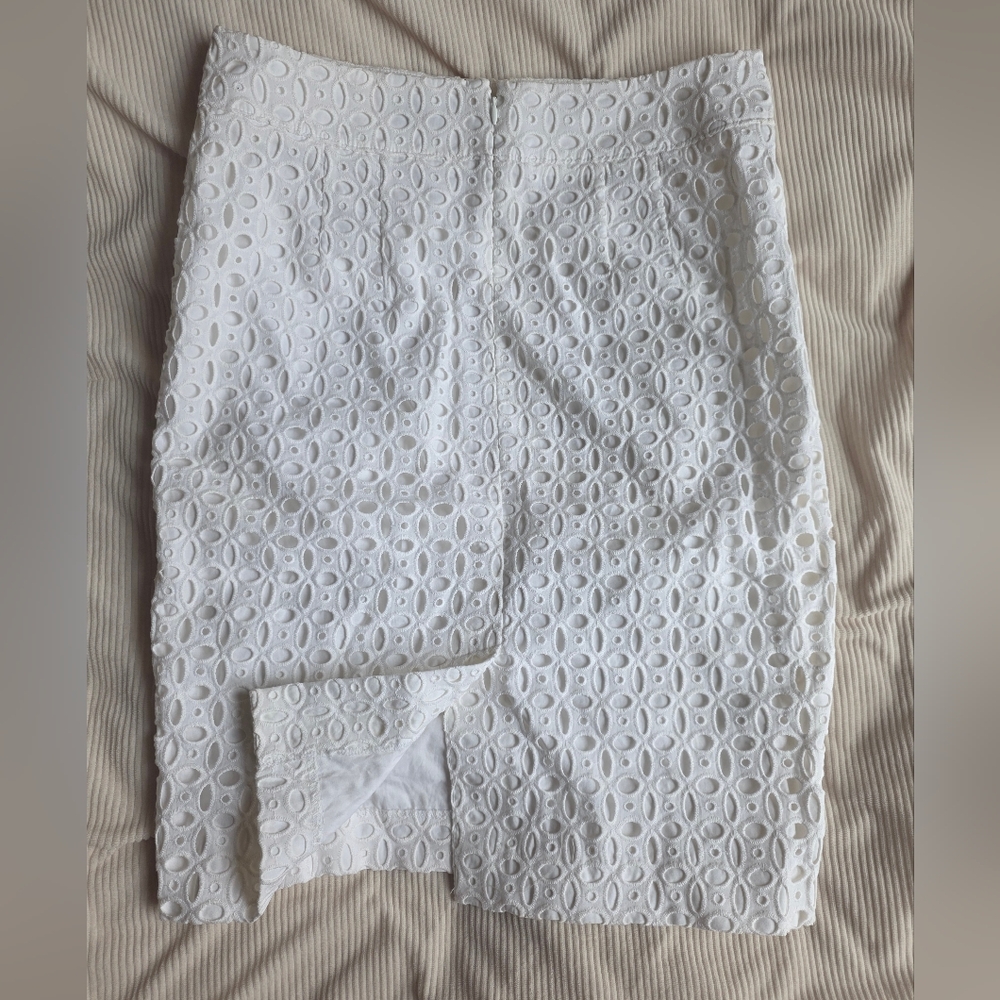 Ann TAYLOR loft Cotton Eyelet Pencil Skirt Sz 6 White Nwot